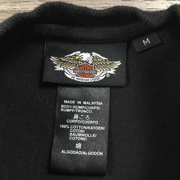 Harley Davidson Flames Long Sleeve T-Shirt Black Motorcycles Tee Medium - Picture 7 of 13